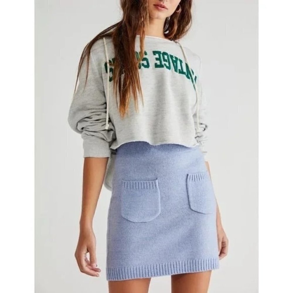 NWT Free People Solid Viola Sweater Mini Periwinkle Combo